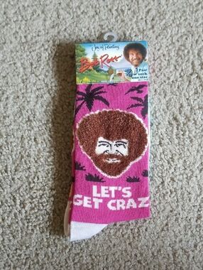 Bob Ross "Let's Get Crazy" Novelty Crew Socks